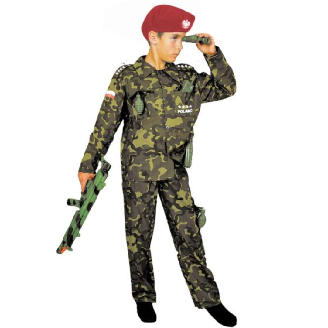 Strój dla dzieci Żołnierz w czerwonym berecie PartyTino 134-140 cm