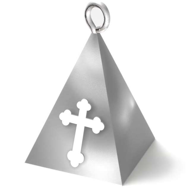 Obciążnik do balonów "Piramida Lux - krzyż", srebrny, 65g