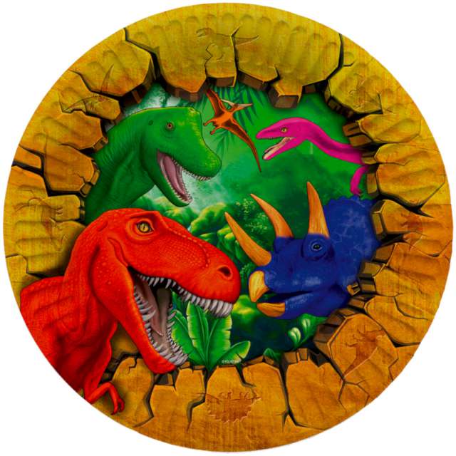 Talerzyki Dinozaury - Jurajska dżungla 23 cm Folat 8 szt