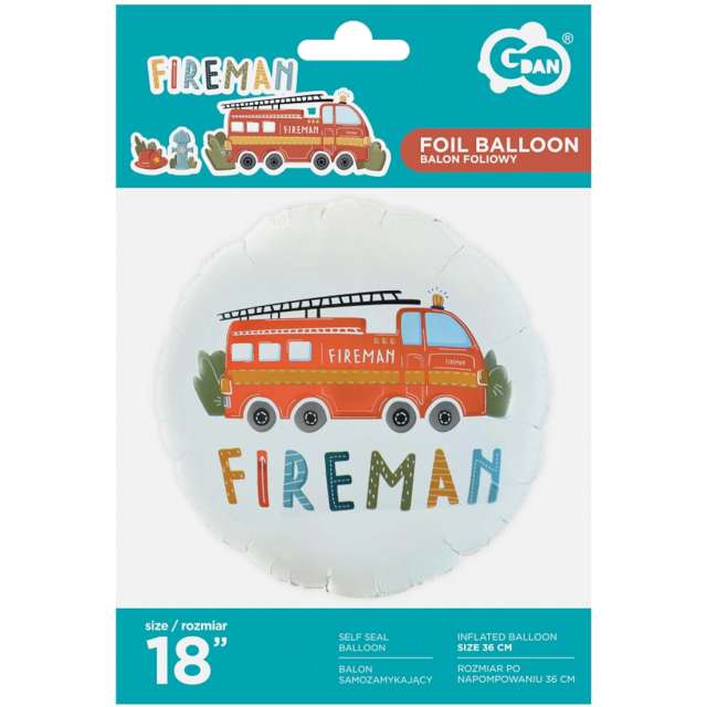 Balon foliowy Wóz strażacki - Fireman GoDan 18 RND