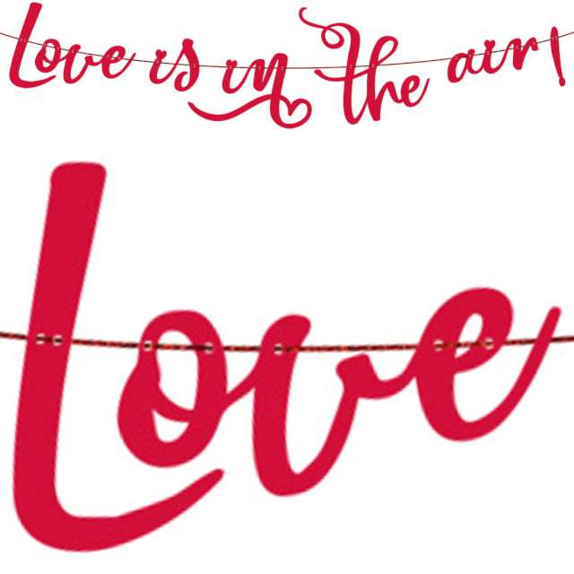 Baner "Love is in the air!", czerwony, 200 cm
