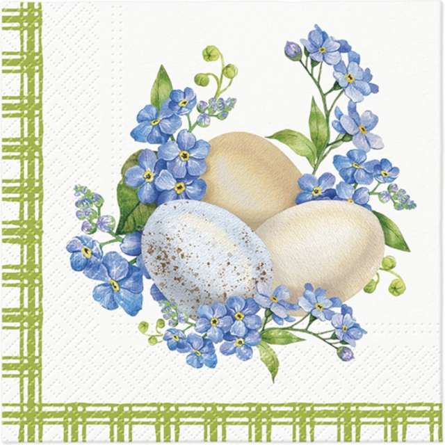 Serwetki "Wielkanoc - Jajka i niezapominajki", Paw, 33 cm, 20 szt