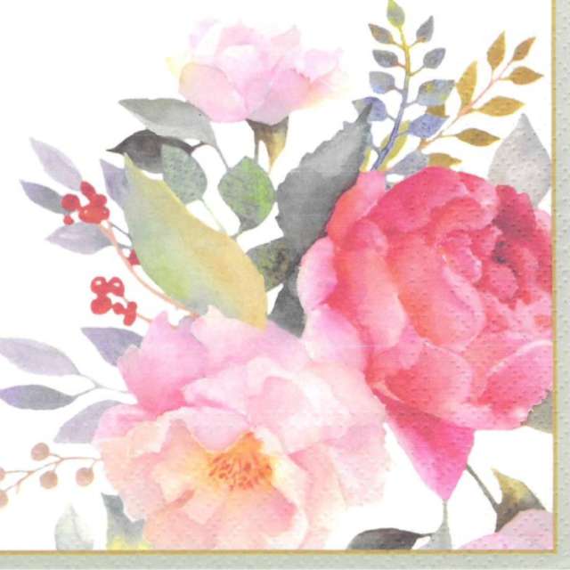 Serwetki Kwiaty watercolor Paw 33 cm 20 szt