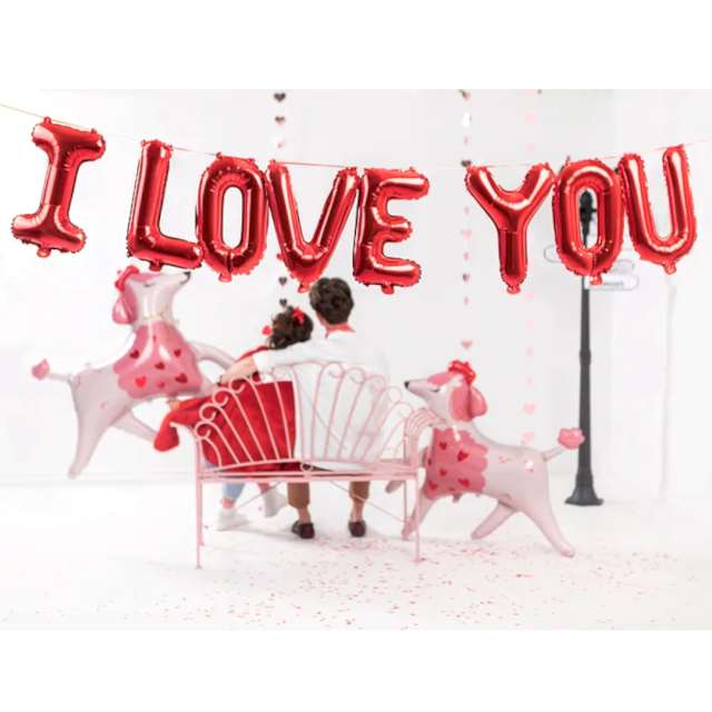 Girlanda balonowa I LOVE  YOU czerwona PartyDeco 210 cm