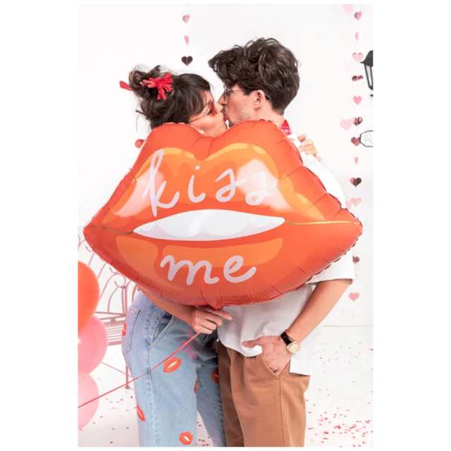 Balon foliowy Usta - Kiss Me pomarańczowy PartyDeco 34 SHP
