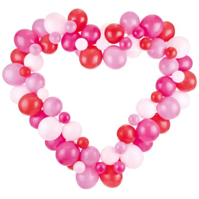Girlanda balonowa "Serce", różowa, PartyDeco, 166 x 160 cm, 80 szt