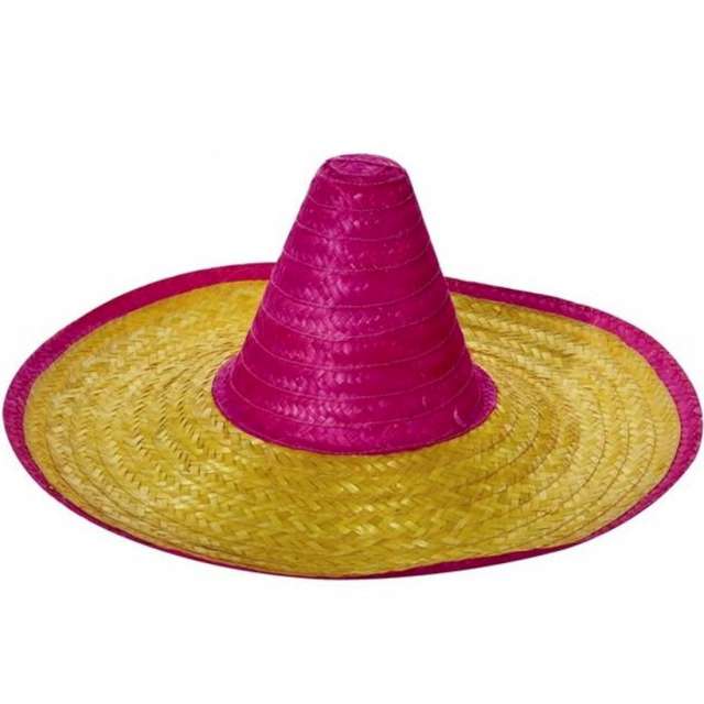 Kapelusz Sombrero Słomkowe żółto-różowy PartyTino