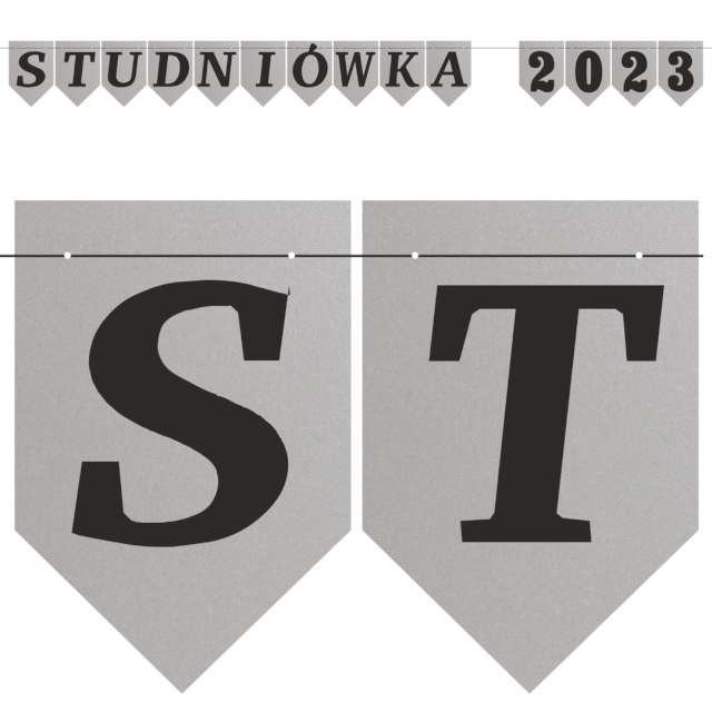 Baner flagi Studniówka 2023 srebrny DIY 25 m