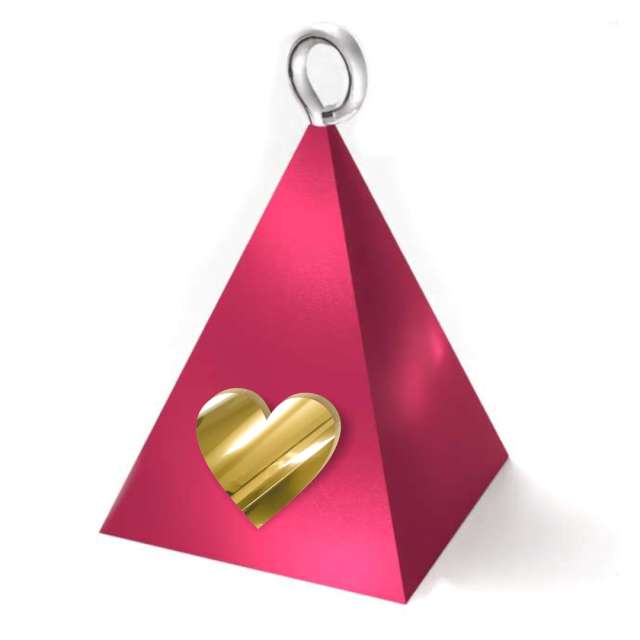 Obciążnik do balonów "Piramida Lux - serce", malinowy, 65g