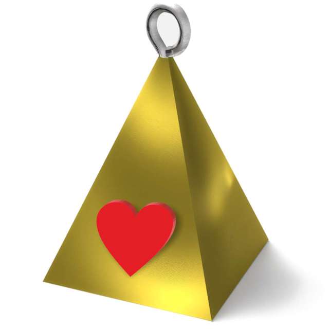 Obciążnik do balonów "Piramida Lux - serce", złoty, 65g