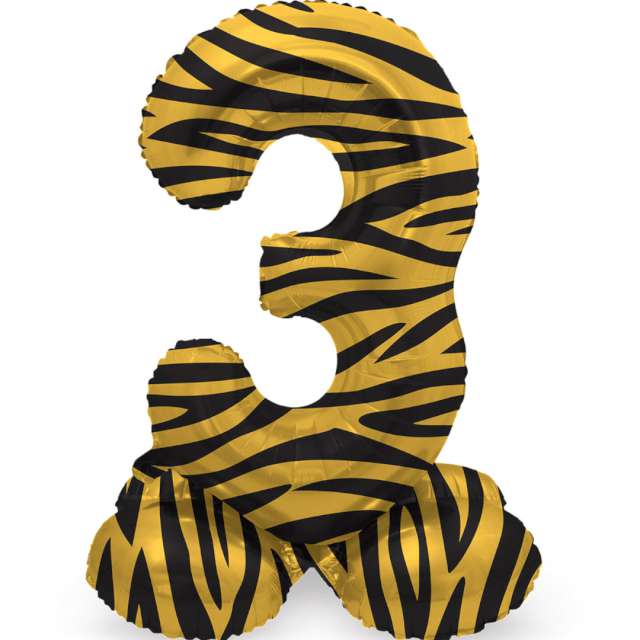 _xx_Foil Balloon with Base Number 3 Tiger Chic -
