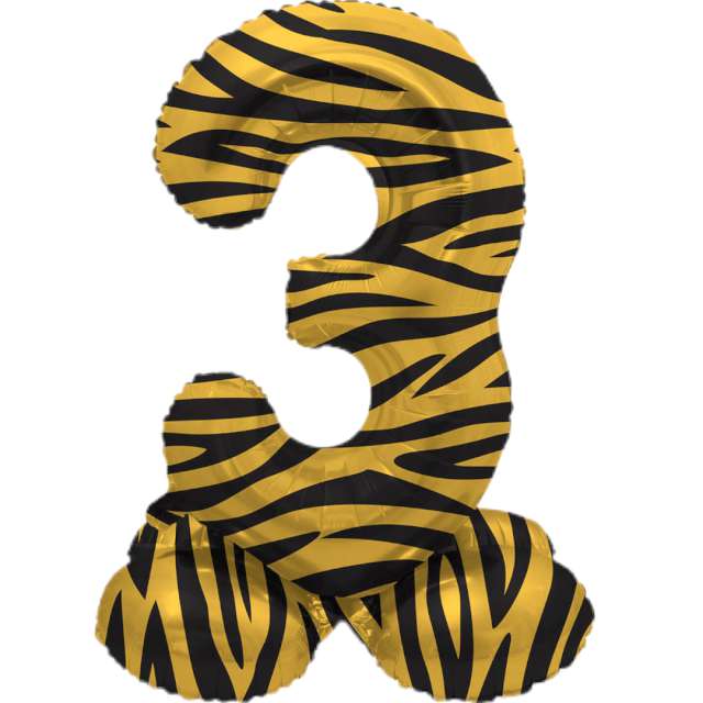 _xx_ 28 Foil Balloon with Base Number 3 Tiger Chic -