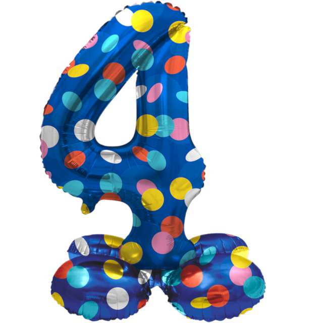 _xx_Foil Balloon with Base Number 4 Colorful Dots