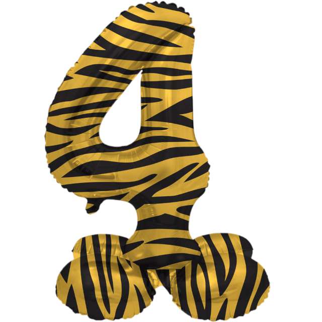 _xx_Foil Balloon with Base Number 4 Tiger Chic -