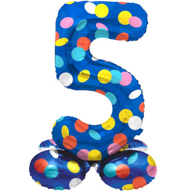_xx_Foil Balloon with Base Number 5 Colorful Dots