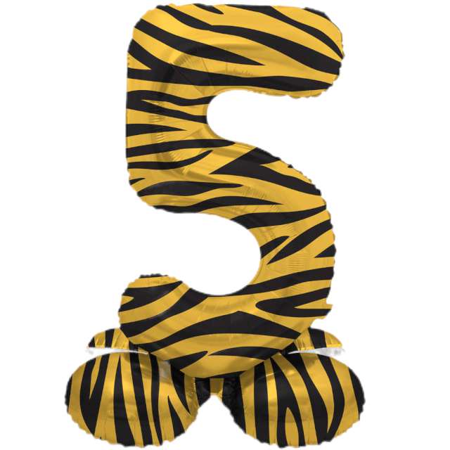 _xx_Foil Balloon with Base Number 5 Tiger Chic -