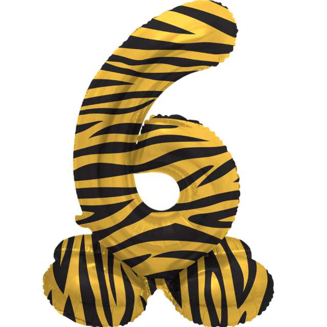 _xx_Foil Balloon with Base Number 6 Tiger Chic -
