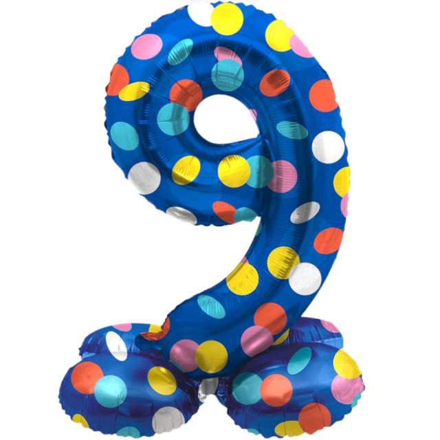 _xx_Foil Balloon with Base Number 9 Colorful Dots
