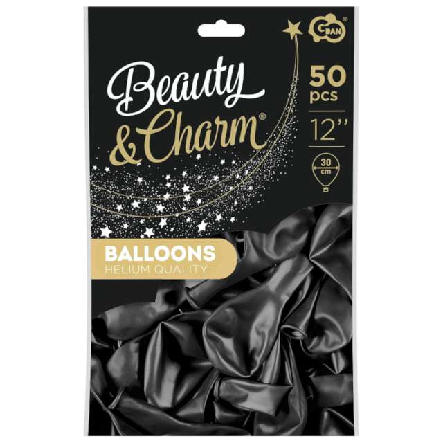 _xx_Balony Beauty&Charm metaliki czarne 12/ 50 szt.