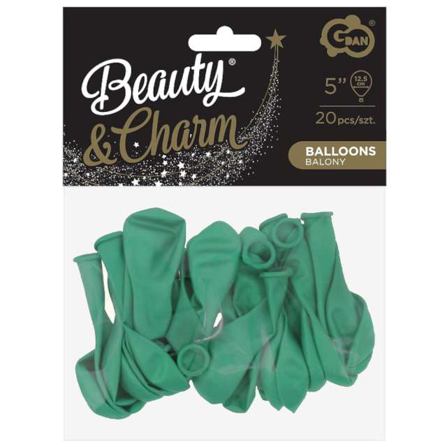 Balony Beauty and Charm - pastelowe zielony butelkowy Godan 5 20 szt