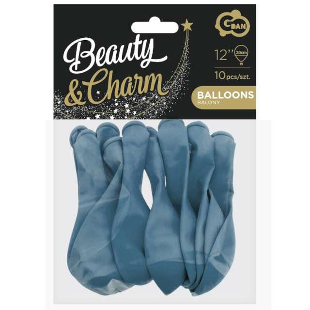 Balony Beauty and Charm - pastelowe niebieski ciemny Godan 12 10 szt