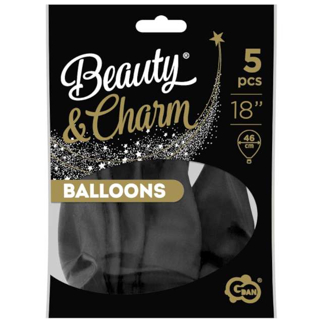 Balony Beauty and Charm - pastelowe czarny Godan 18 5 szt
