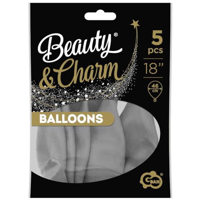 Balony Beauty and Charm - pastelowe szary Godan 18 5 szt