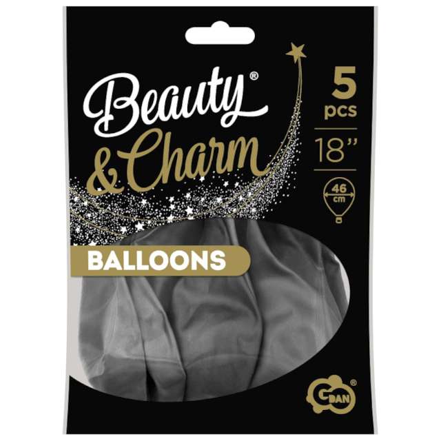 Balony Beauty and Charm - platynowe grafitowe Godan 18 5 szt