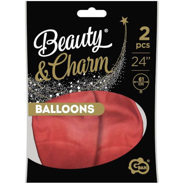 Balony Beauty and Charm - platynowe czerwone jasne Godan 24 2 szt