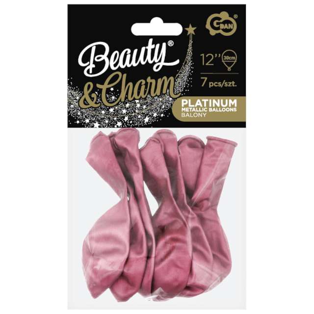 Balony Beauty and Charm - platynowe różowe jasne Godan 12 7 szt