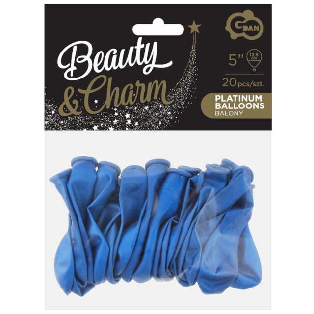Balony Beauty and Charm - platynowe niebieskie Godan 5 20 szt