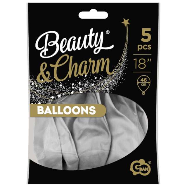 Balony Beauty and Charm - platynowe srebrne Godan 18 5 szt