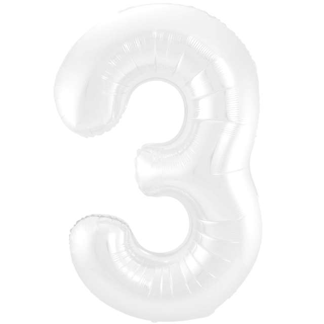 Balon foliowy Cyfra 3 - Metaliczny Mat biały Folat 34 DGT