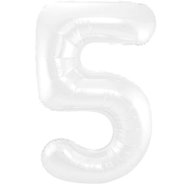 Balon foliowy Cyfra 5 - Metaliczny Mat biały Folat 34 DGT
