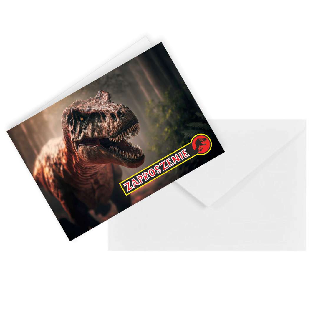 Zaproszenia Dinozaur Jurassic T-Rex 148 x 105 cm 8 szt