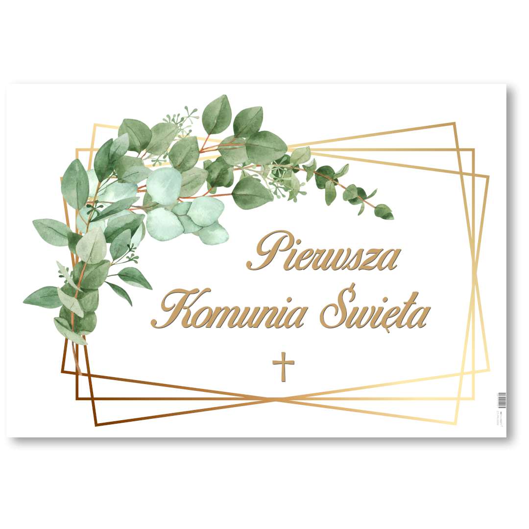 Plakat Komunia IHS Eukaliptus w ramce 68x48 cm