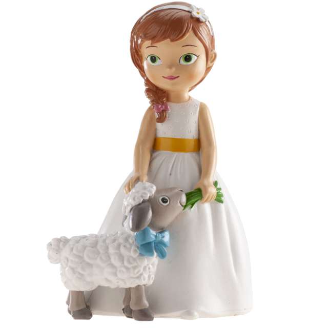 Figurka na tort Komunia Dziewczynka z owieczką Dekora 16 cm