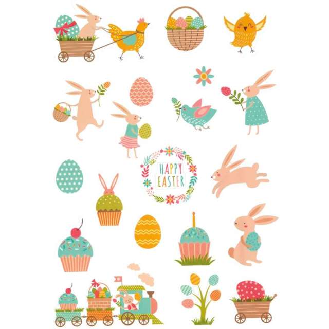 Naklejki Wielkanoc -  Happy Easter króliczki pisanki Titanum 20 szt