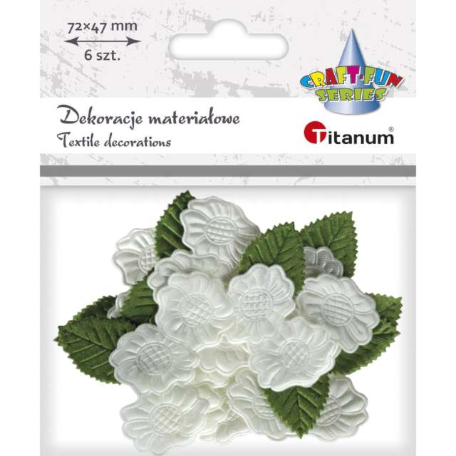 Ozdoba materiałowa Kwiaty gardenii biały 6 szt