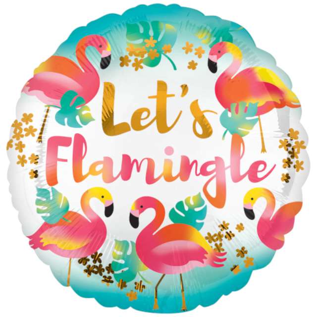 Balon foliowy Lets Flamingle Amscan 17 RND