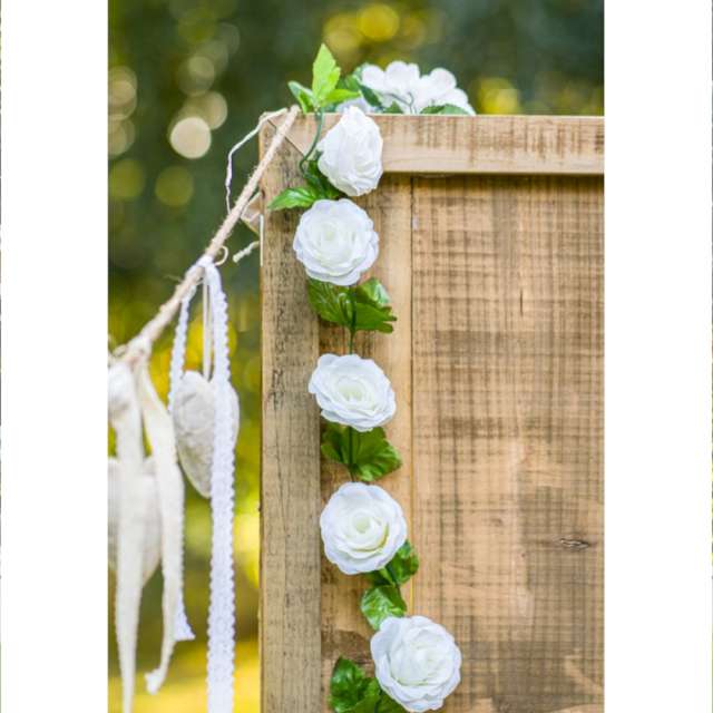 Sztuczny kwiat Girlanda - Róża biały Chaks 220 cm