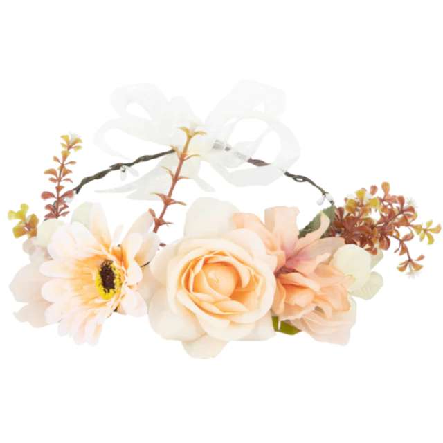 Opaska party Wianek z kwiatami brzoskwiniowy PartyPal 45 cm