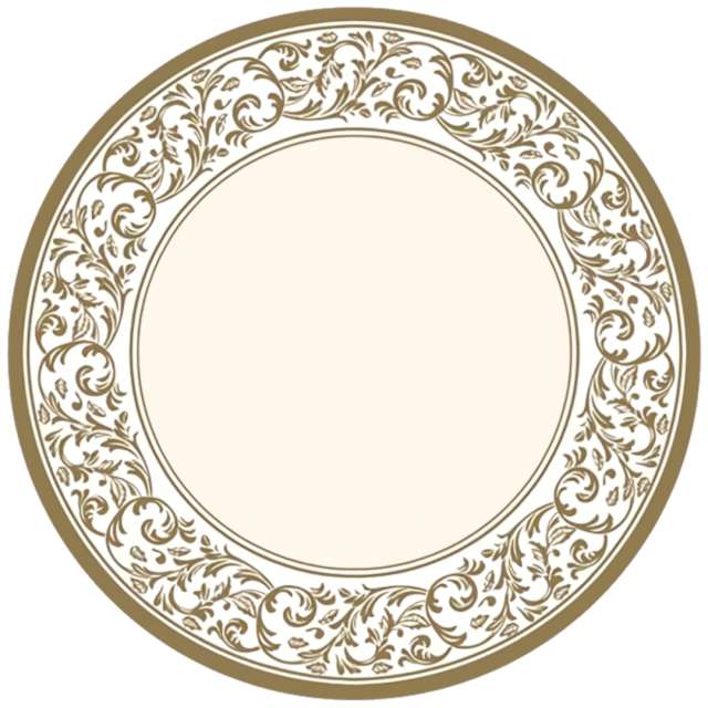 Talerzyki papierowe Gold Ornament - Rokoko złoty MAKI 18 cm 8 szt