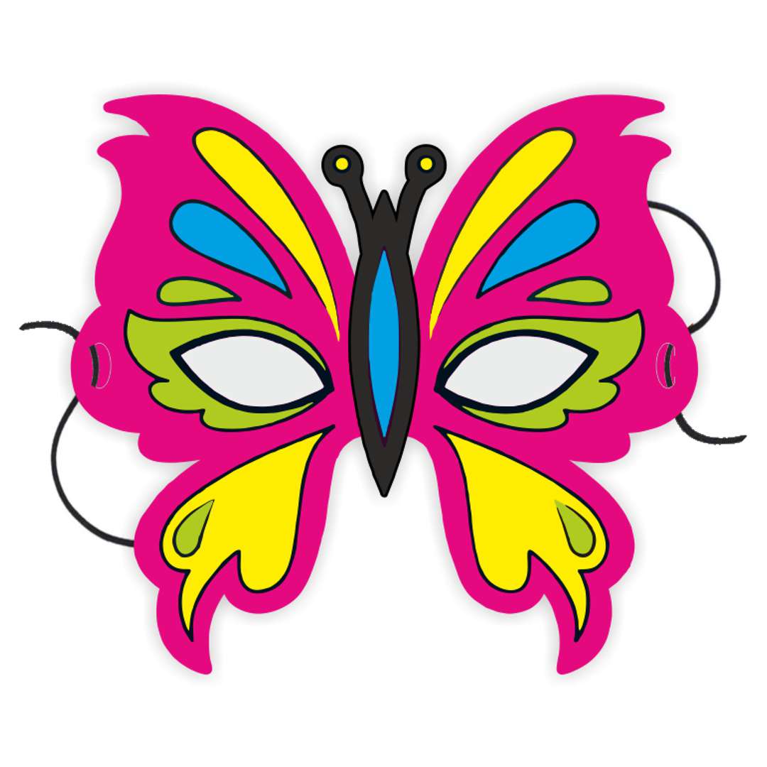 Maska papierowa Barwny motyl różowy rozm. uniwersalny