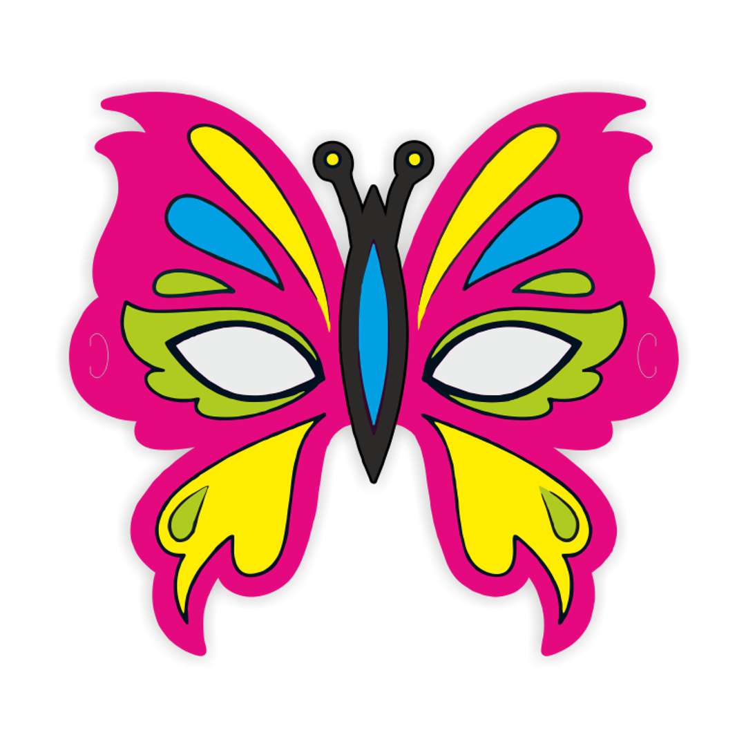 Maska papierowa Barwny motyl różowy rozm. uniwersalny
