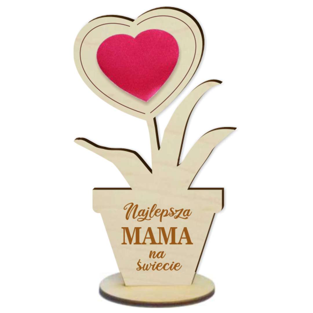Dekoracja drewniana 3D Kwiatek - Dzień Matki - najlepsza Mama 14 cm