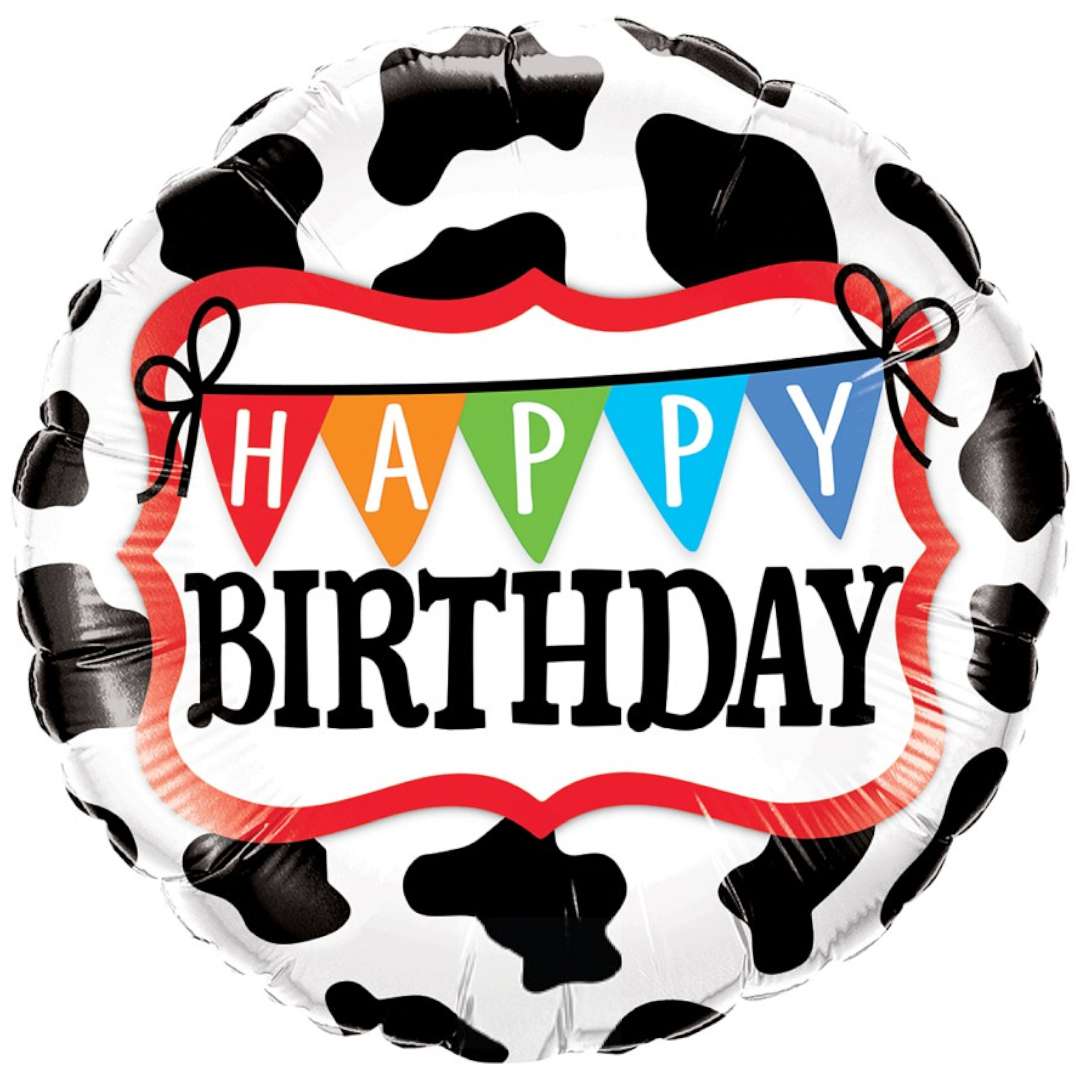 Balon foliowy Happy Birthday - Łaty Qualatex 18 RND