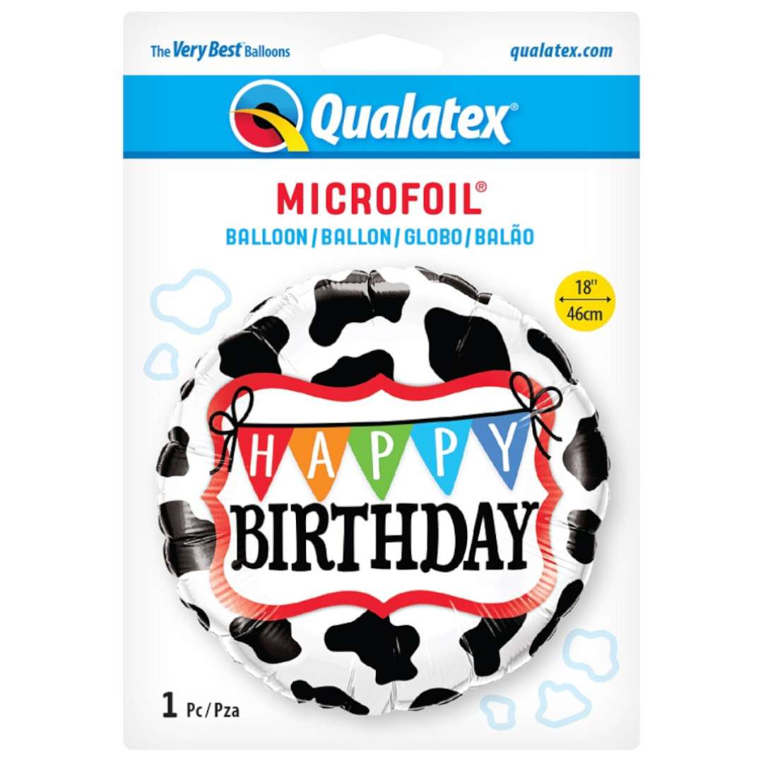 Balon foliowy Happy Birthday - Łaty Qualatex 18 RND