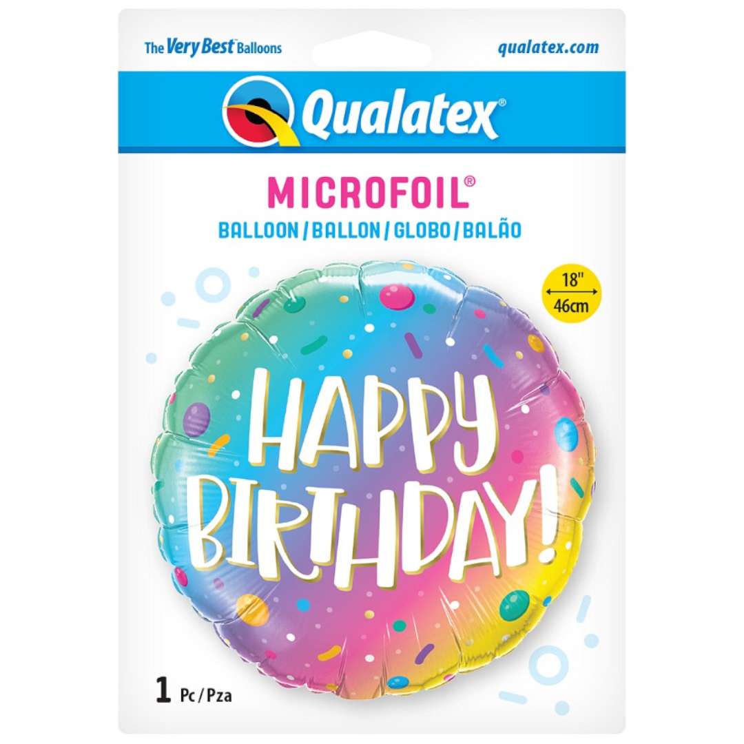 Balon foliowy Happy Birthday ombre Qualatex 18 RND