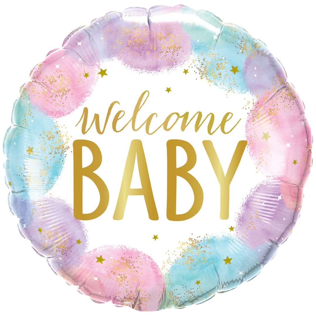 Balon foliowy Welcome Baby Qualatex 18 RND